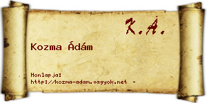 Kozma Ádám névjegykártya